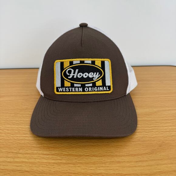 Hooey Western Original cap baseball snap back trucker hat brown yellow white - Picture 2 of 9